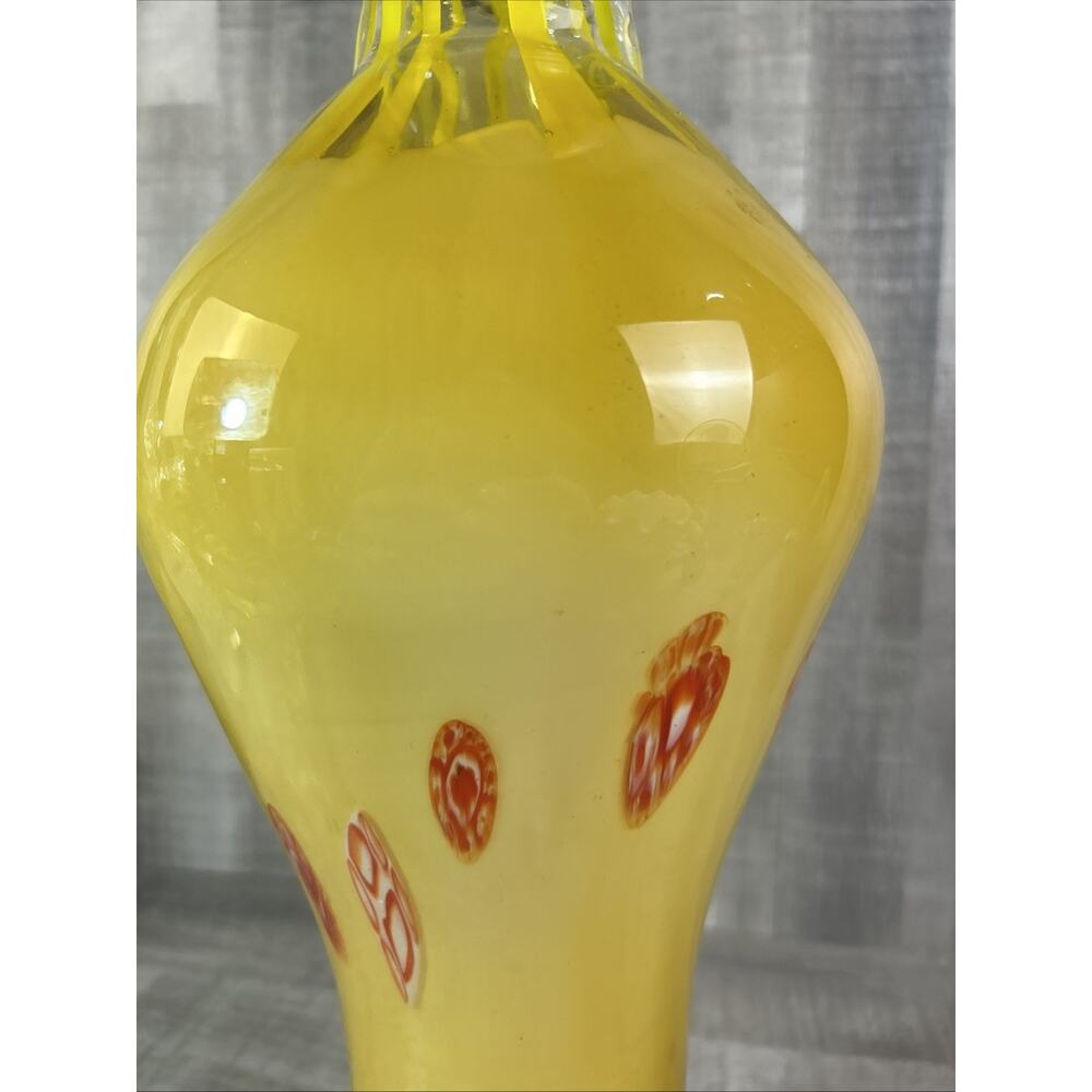 VTG Murano Glass Sunburst Vase Italy Yellow And Orange Heavy Art Deco - Picture 10 of 11